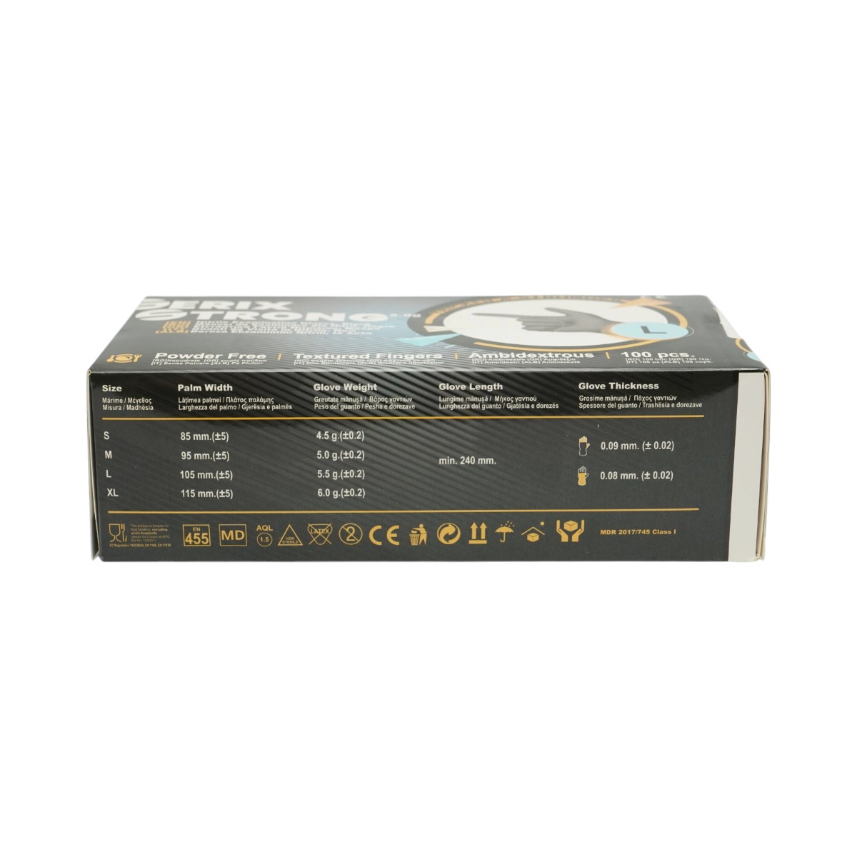 Manusi din nitril negre nepudrate cu textura aderenta pe degete, marimea L 100 buc/cutie - imagine 3