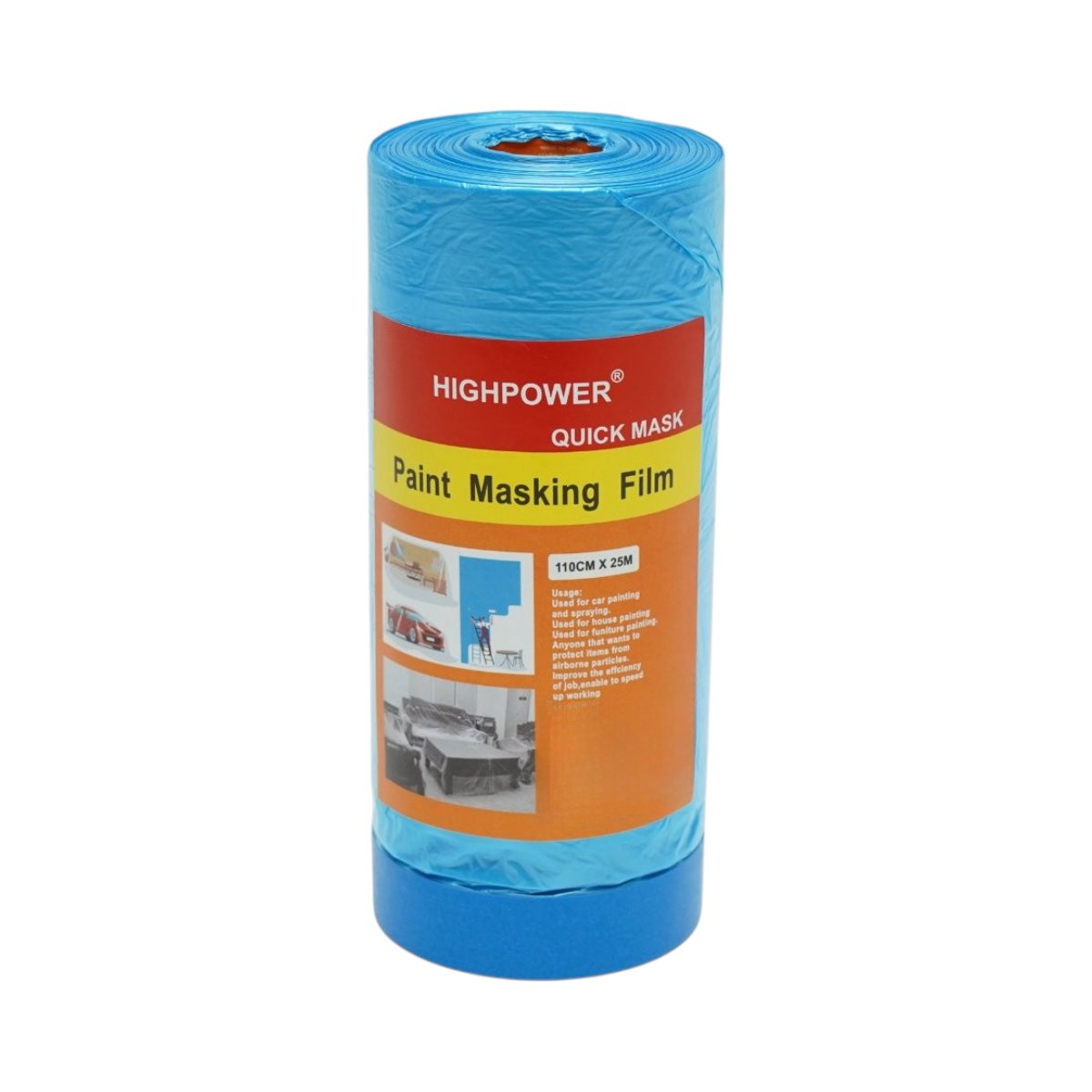 Folie protectie vopsit si zugravit cu banda adeziva albastra 1100mm x 25m HighPower - imagine 2
