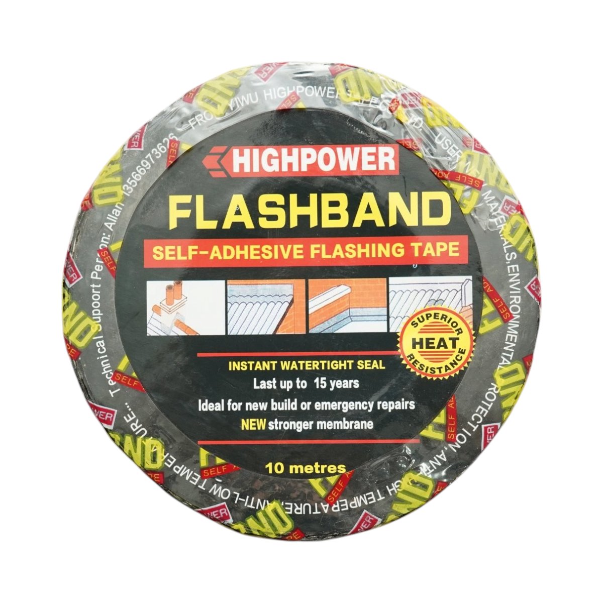 Banda bituminoasa autoadeziva 100mm x 10m pentru etansare si hidroizolare HighPower - imagine 6