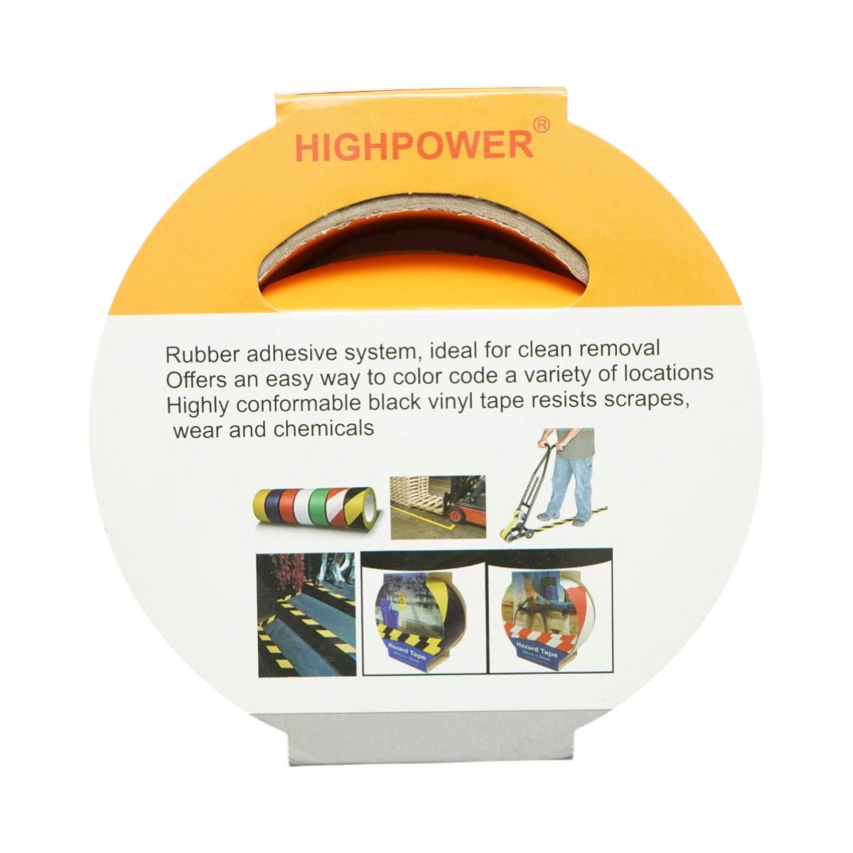 Banda adeziva de avertizare si marcare podea PVC galben-negru 48mm x 33m HighPower - imagine 9