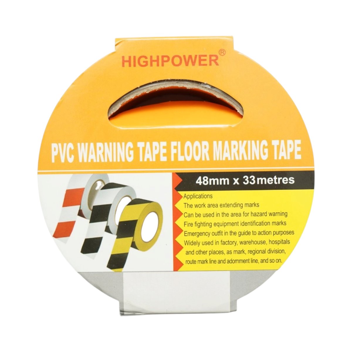 Banda adeziva de avertizare si marcare podea PVC galben-negru 48mm x 33m HighPower - imagine 8