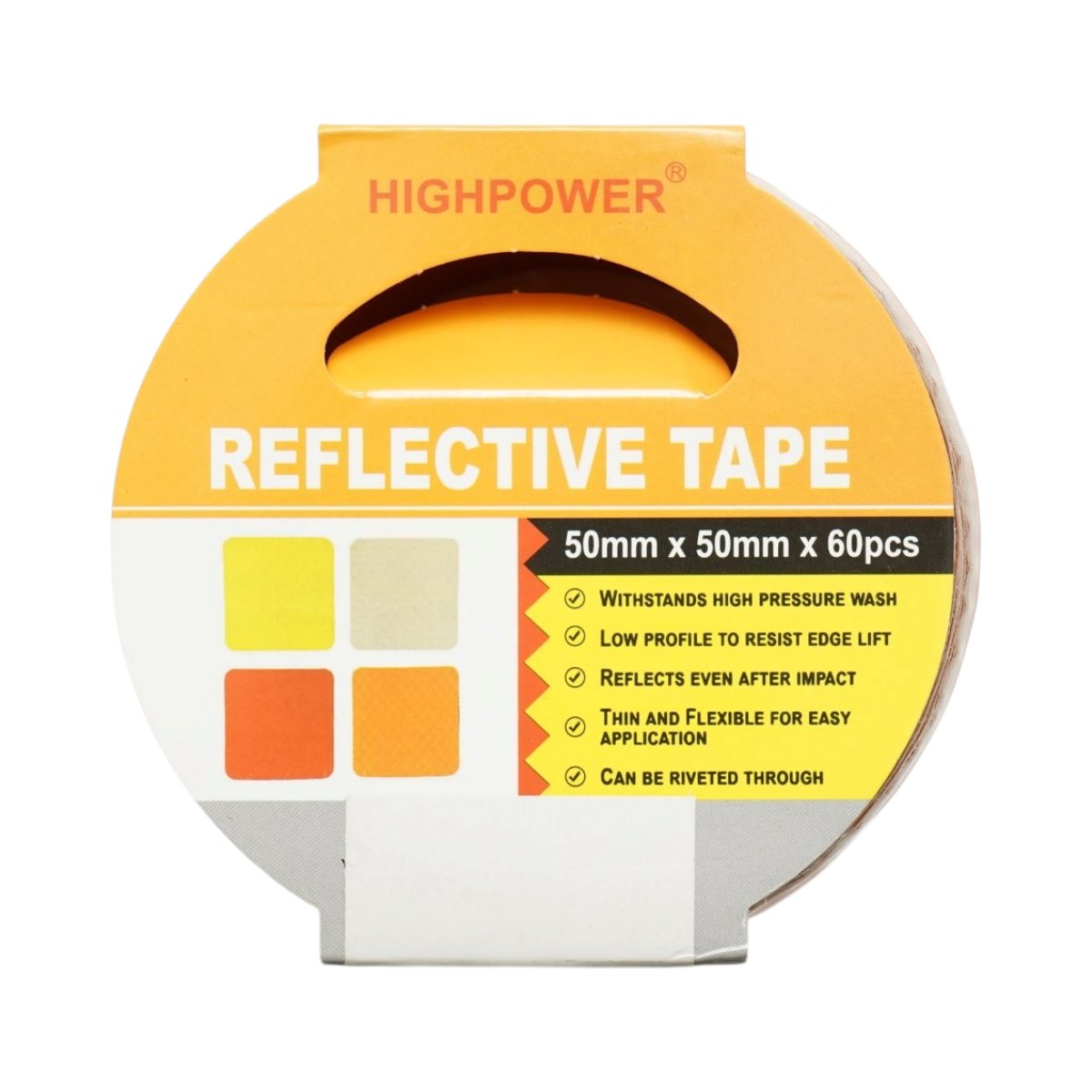 Banda reflectorizanta portocalie intrerupta autoadeziva 50x50mm 60 buc/rola HighPower - imagine 7