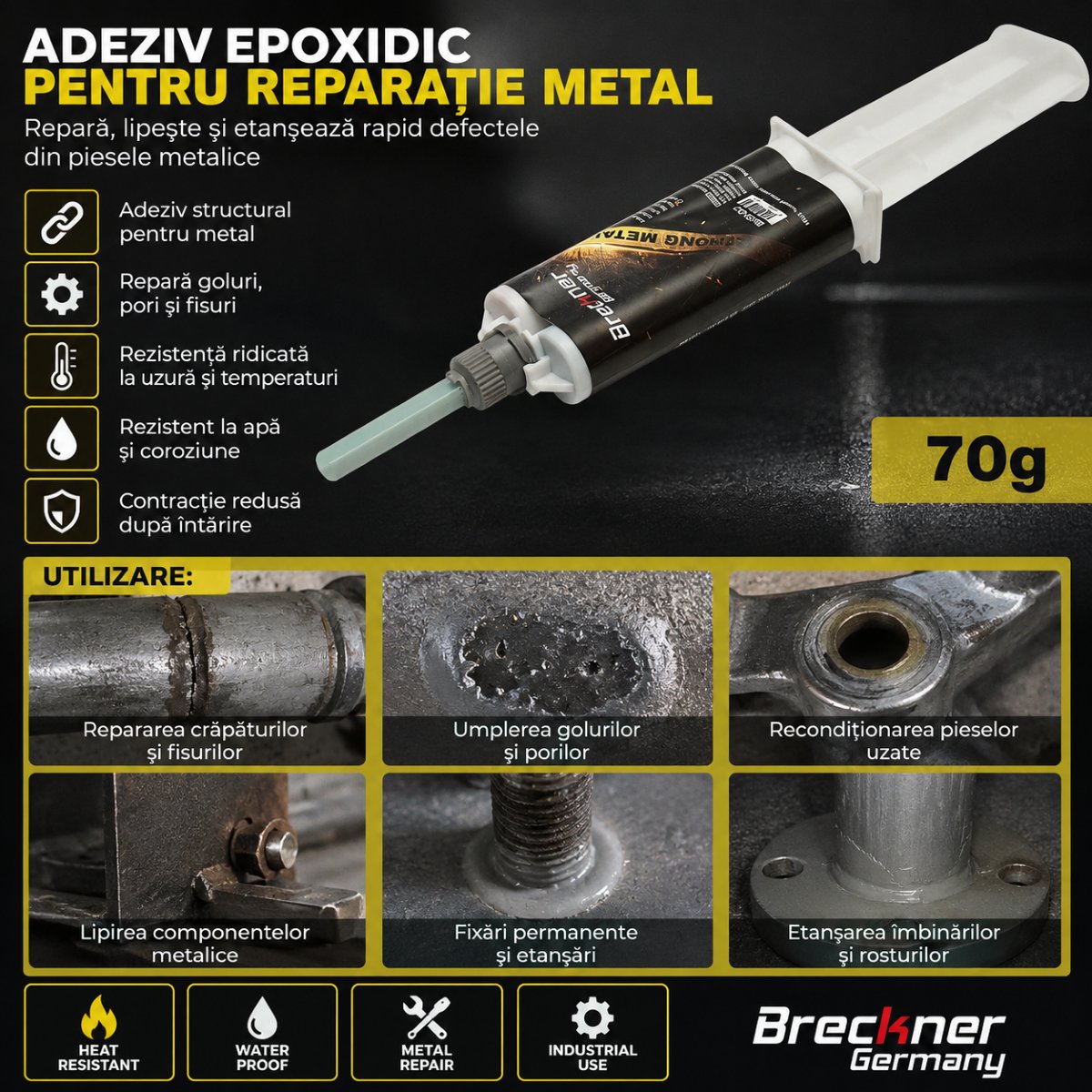 Adeziv epoxidic bicomponent pentru metal 70g Breckner Germany - imagine 5