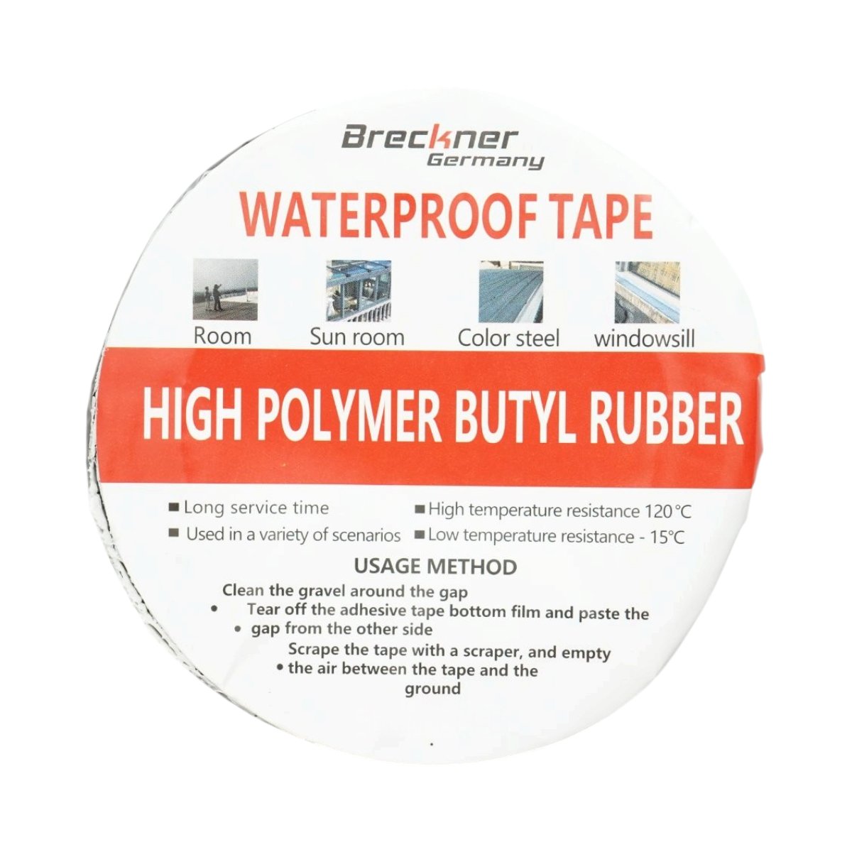 Banda butilica hidroizolanta autoadeziva 100mm x 5m cu folie de aluminiu maro RAL8003 Breckner Germany - imagine 5