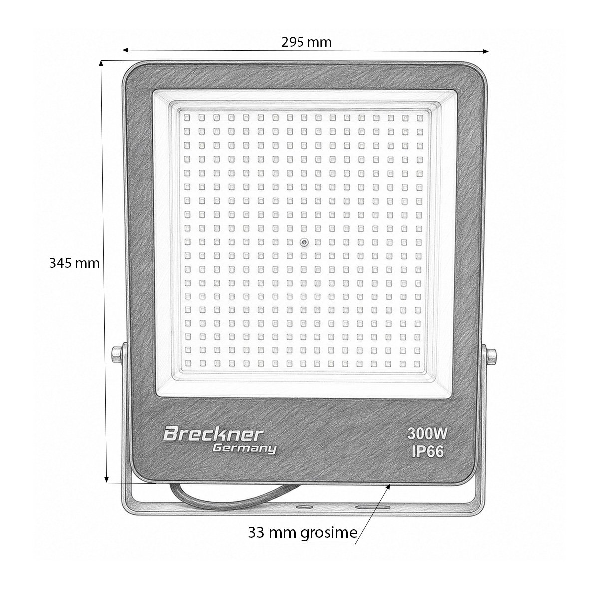 Proiector LED 300W, 220V, 6500K tip Flood 345x295x33mm IP66 Breckner Germany - imagine 6