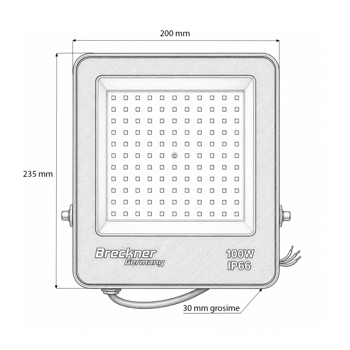 Proiector LED 100W, 220V, 6500K, 9000lm tip Flood 235x200x30mm IP66 Breckner Germany - imagine 5