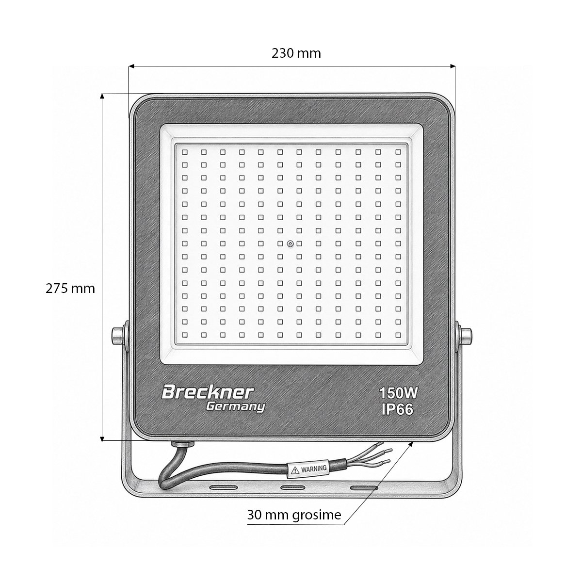Proiector LED 150W, 220V, 6500K, 13500lm tip Flood 275x230x30mm IP66 Breckner Germany - imagine 5