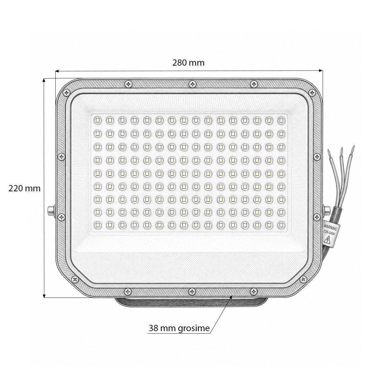 Proiector LED 100W, 100-265V, 6500K, 14000lm tip Flood 280x220x38mm IP66 Breckner Germany - imagine 5