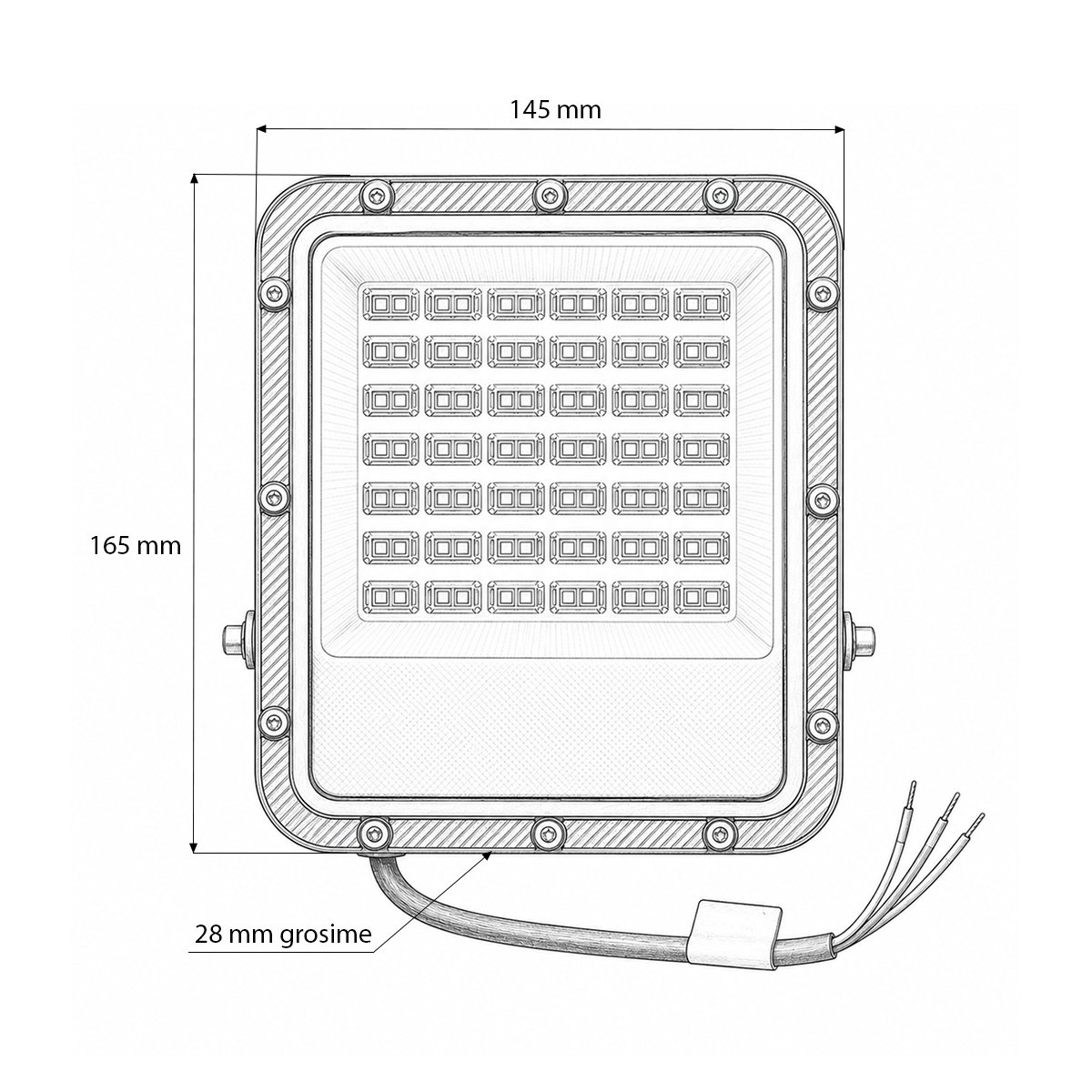 Proiector LED 50W, 100-265V, 6500K, 5500lm tip Flood 165x145x28mm IP66 Breckner Germany - imagine 5