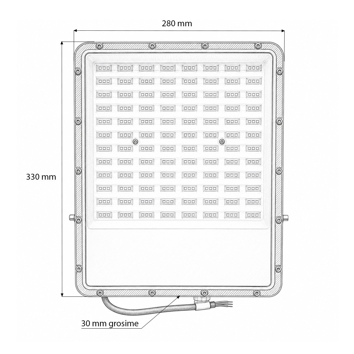 Proiector LED 200W, 100-265V, 6500K, 16500lm tip Flood 330x280x30mm IP66 Breckner Germany - imagine 5