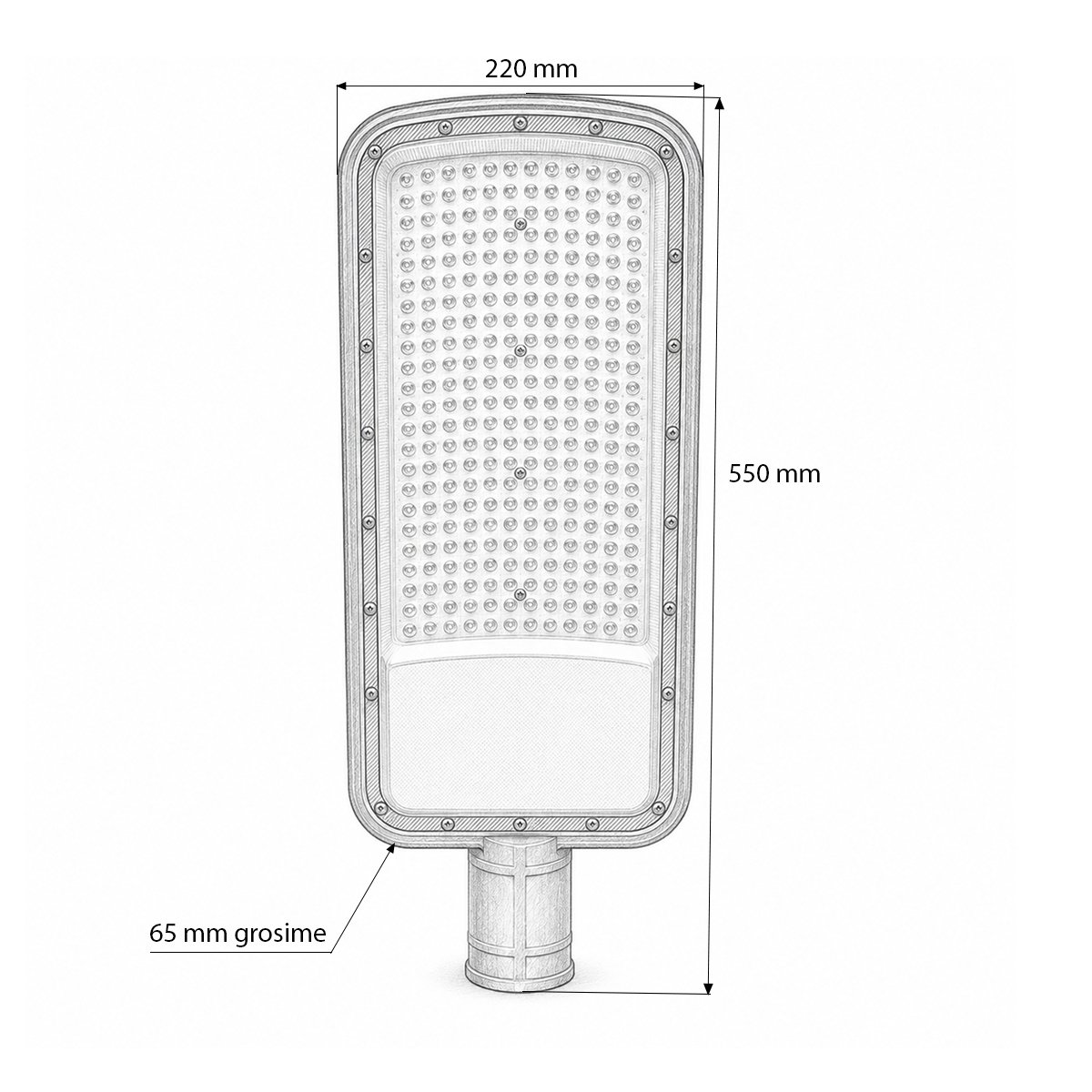 Lampa iluminat stradal LED 200W, 100-265V, 6500K, 24000lm cu prindere pe stalp 550x220x65mm IP65 Breckner Germany - imagine 5