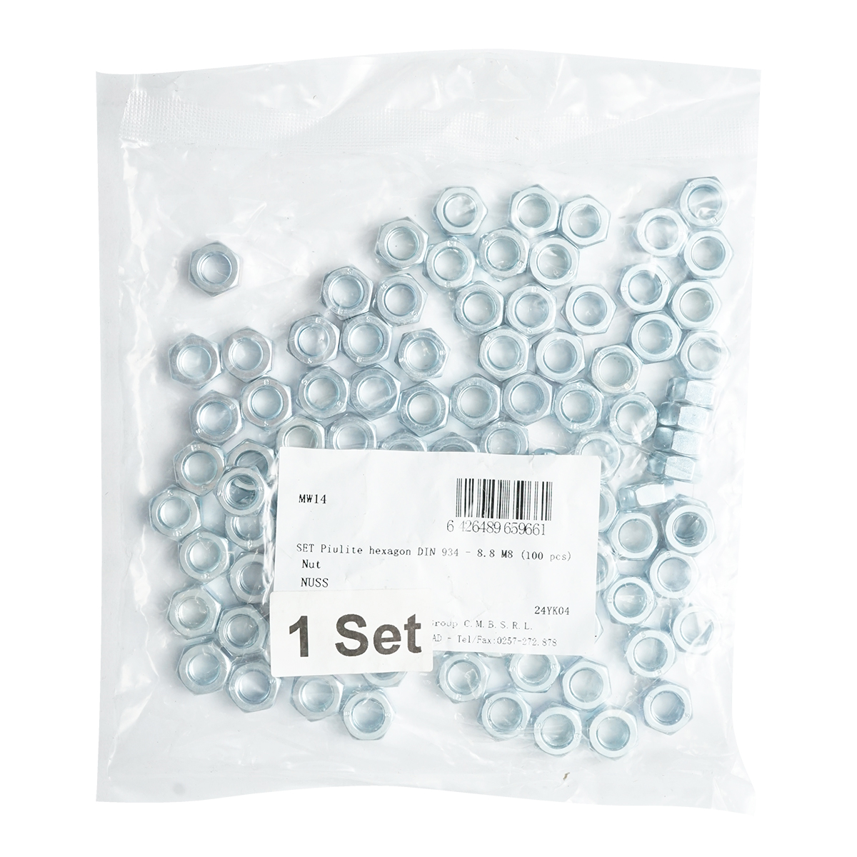 Set 100 piulite hexagonale M8 DIN 934-8.8 - imagine 2