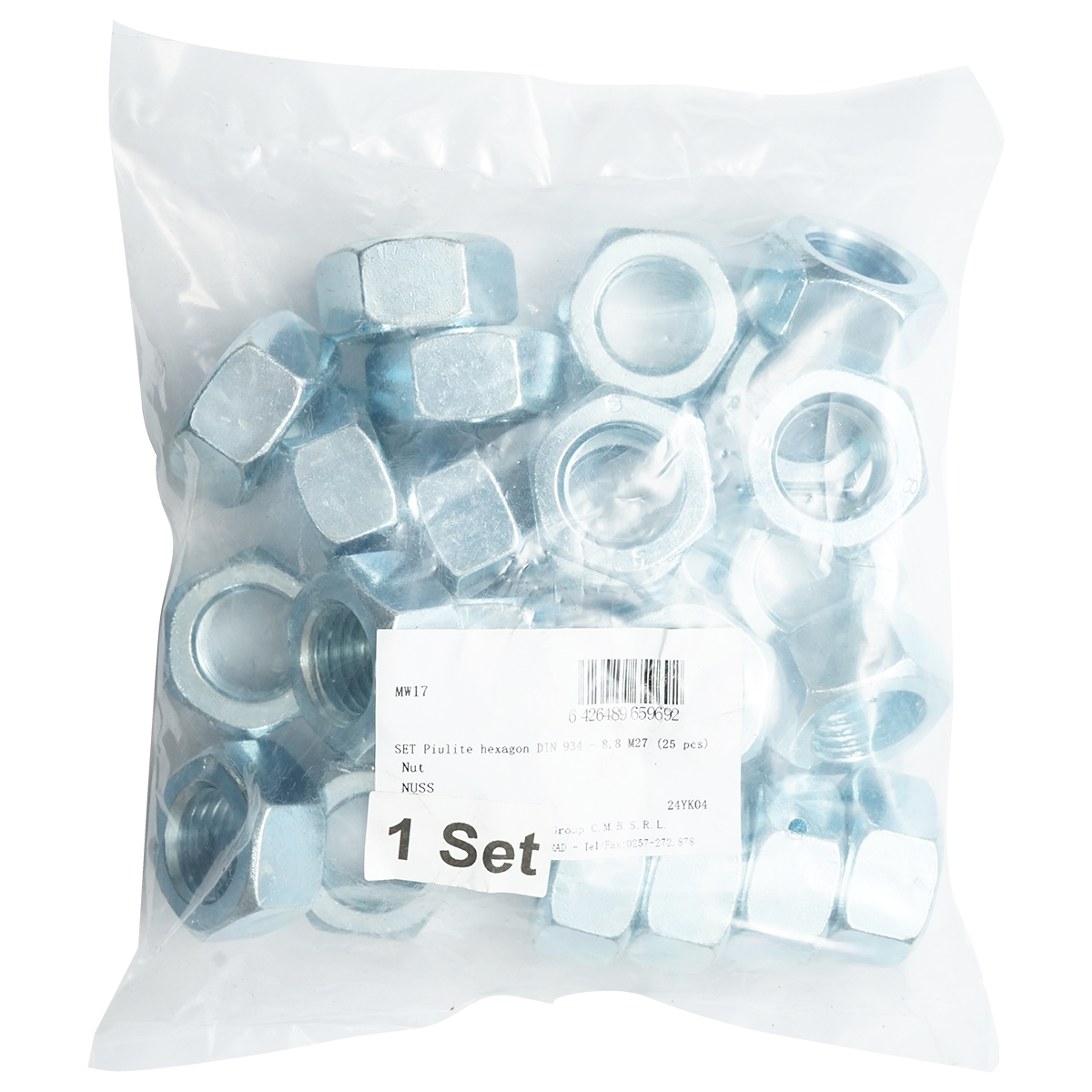 Set 25 piulite hexagonale M27 DIN 934-8.8 - imagine 2