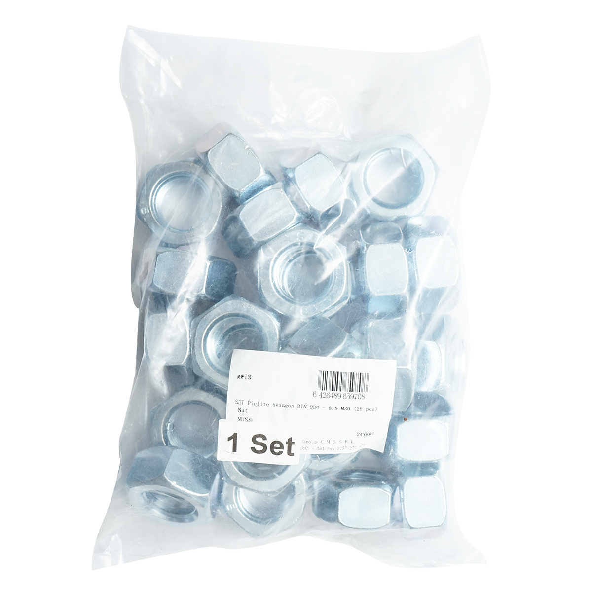 Set 25 piulite hexagonale M30 DIN 934-8.8 - imagine 2