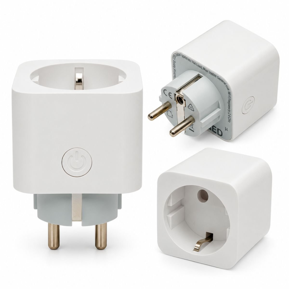 Priza inteligenta smart Wi-Fi alba 220V, 60Hz, 16A, 3680W, monitorizare consum, Bluetooth, aplicatie Tuya Smart Life