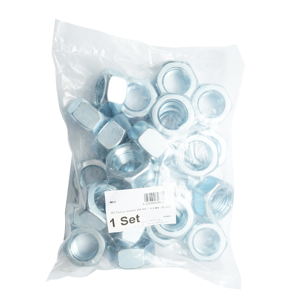 Set 25 piulite hexagonale M36 DIN 934-8.8 - imagine 2