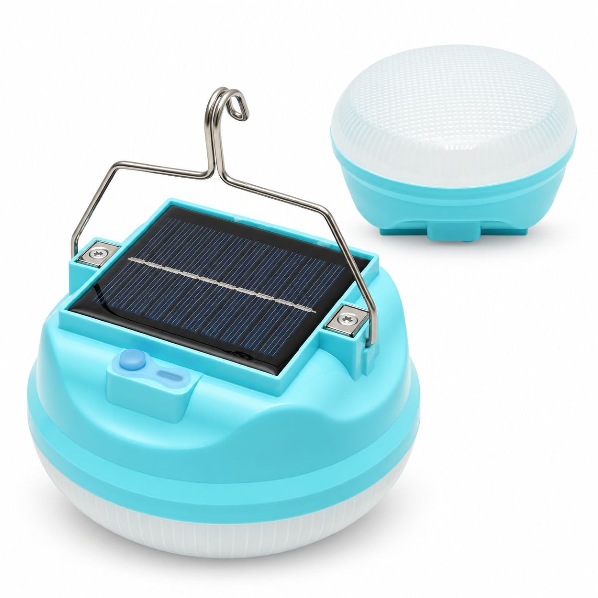 Lampa solara portabila LED 200W, baterie 1600mAh, 3 moduri iluminare, incarcare USB-C 130x70mm albastra