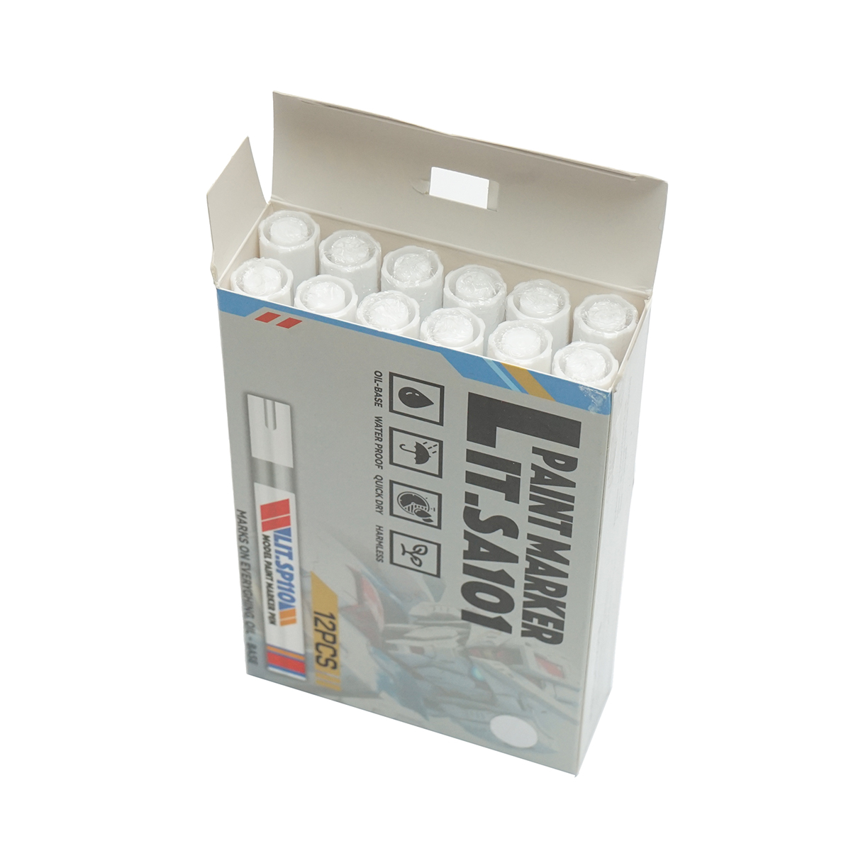 SET 12buc. Marker vopsea alb pe baza de ulei, impermeabil, uscare rapida - imagine 2