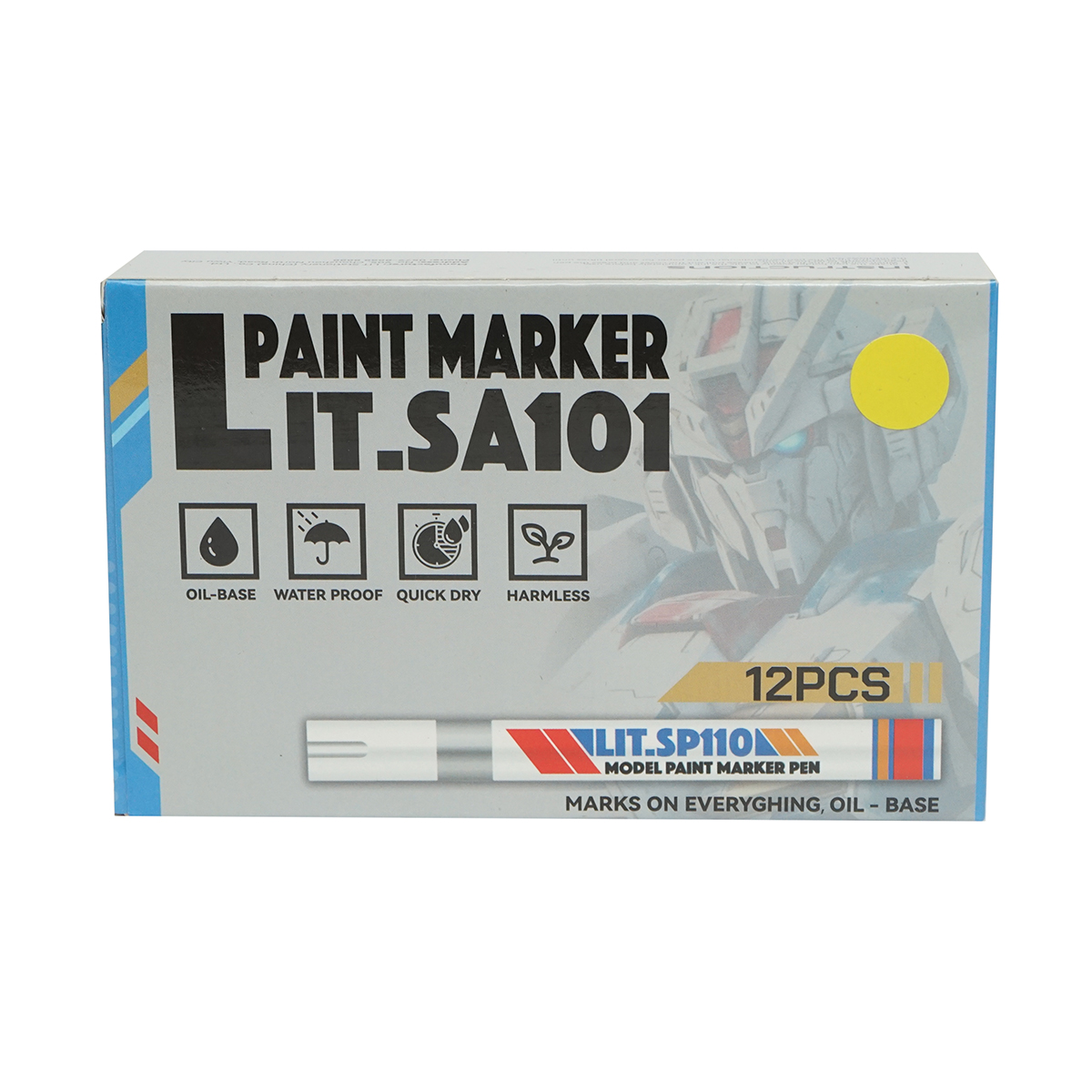 SET 12 buc. Marker vopsea galben pe baza de ulei, impermeabil, uscare rapida - imagine 4