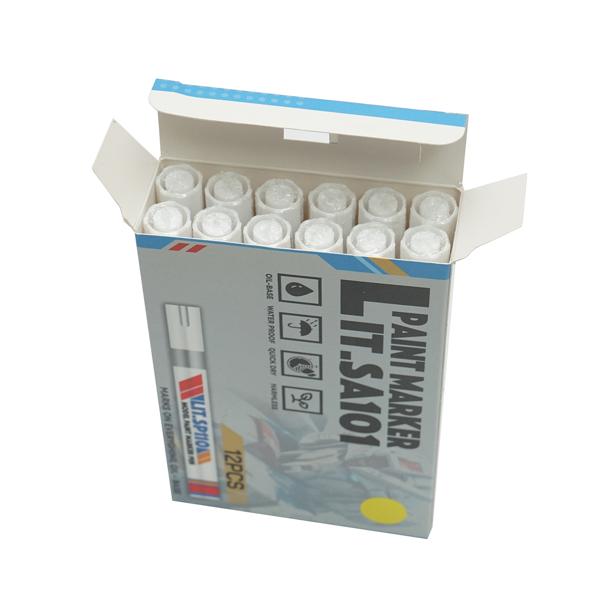 SET 12 buc. Marker vopsea galben pe baza de ulei, impermeabil, uscare rapida - imagine 2