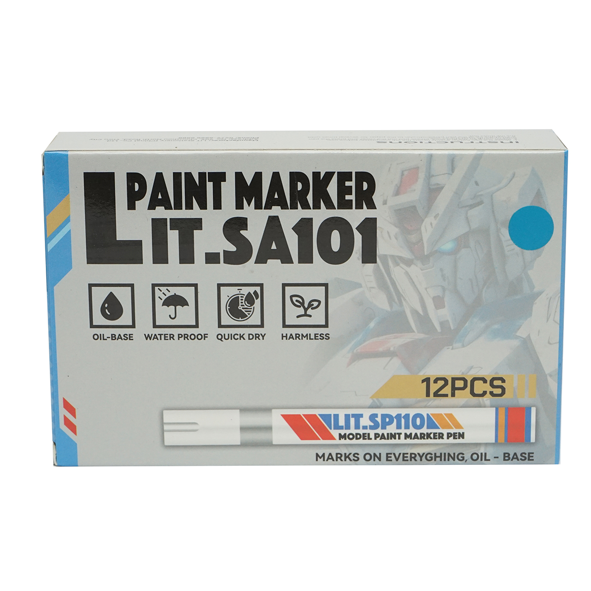 SET 12buc. Marker vopsea albastru pe baza de ulei, impermeabil, uscare rapida - imagine 4