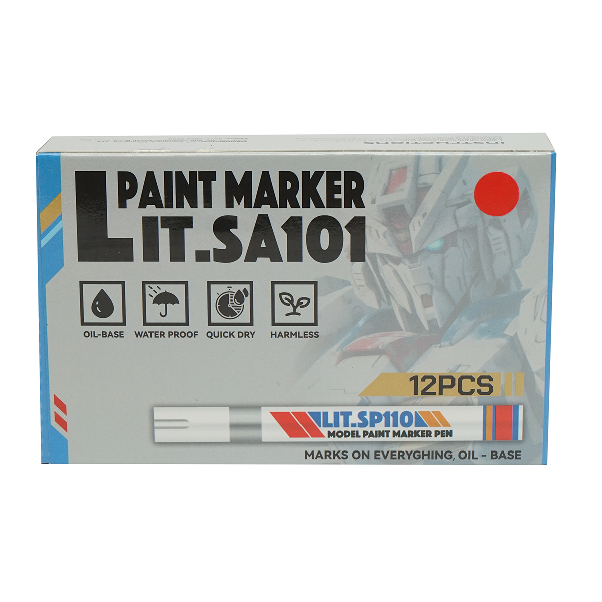 SET 12buc. Marker vopsea rosu pe baza de ulei, impermeabil, uscare rapida - imagine 4