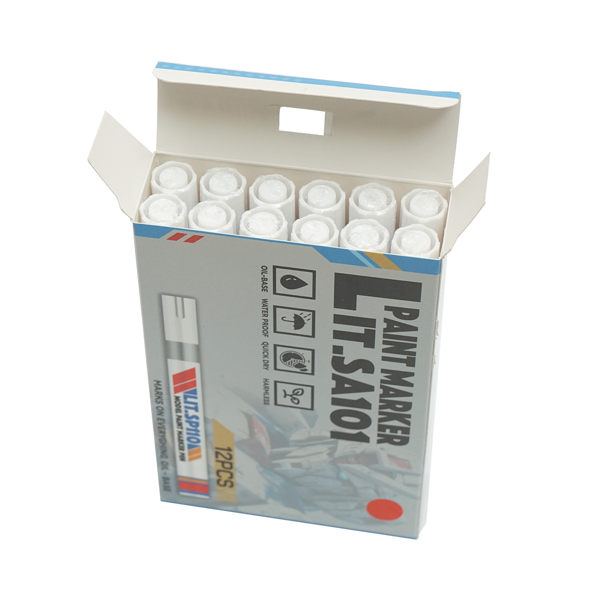 SET 12buc. Marker vopsea rosu pe baza de ulei, impermeabil, uscare rapida - imagine 2