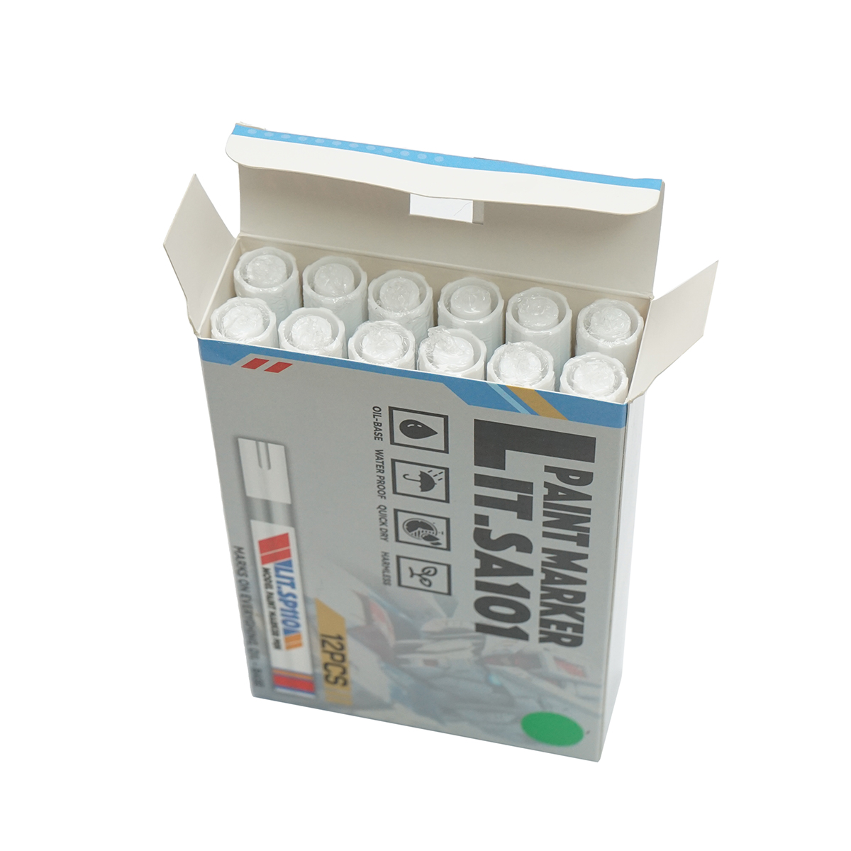 SET 12 buc. Marker vopsea verde pe baza de ulei, impermeabil, uscare rapida - imagine 3