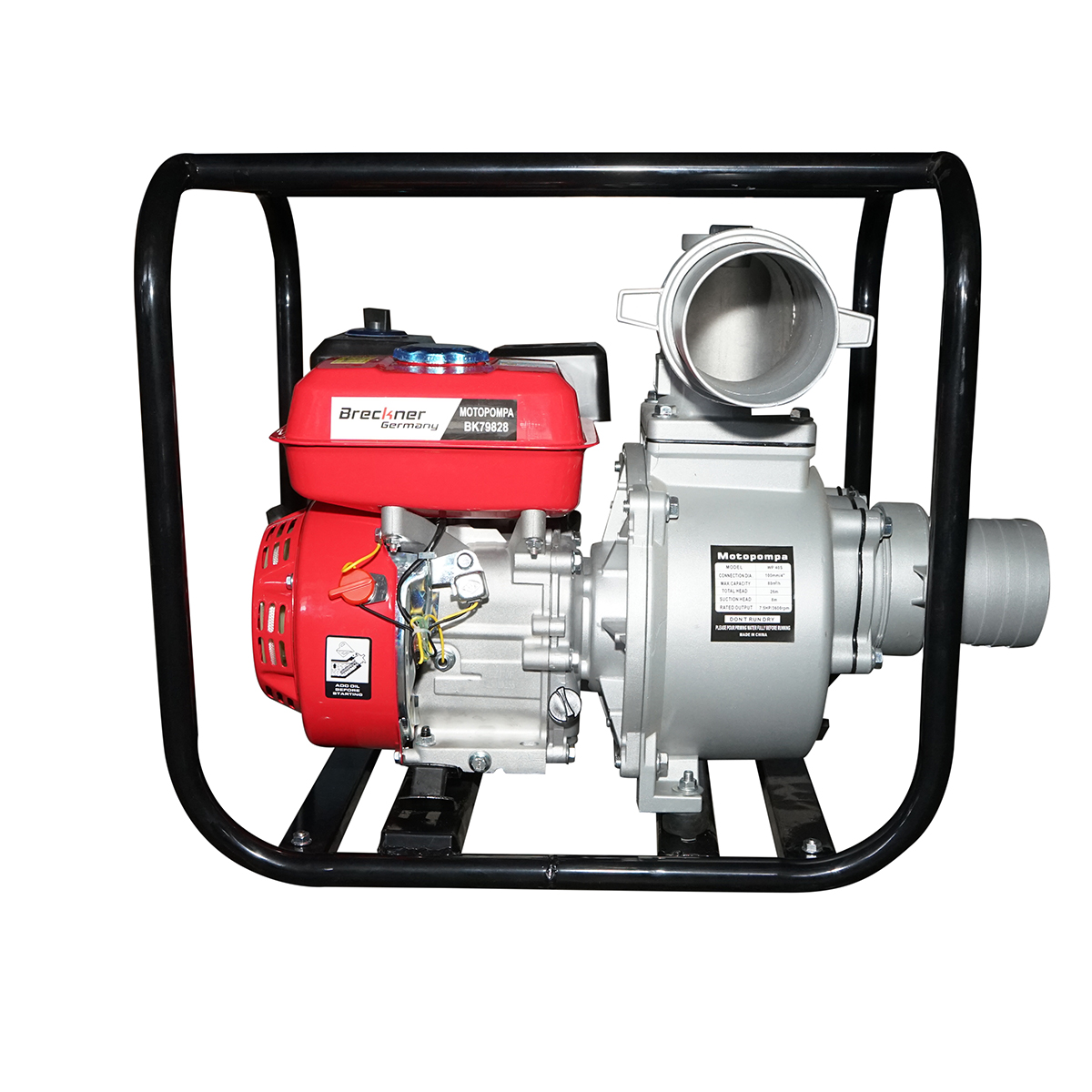 Motopompa pe benzina 7.5CP WP40S, 4 toli, debit max. 80m3/h, adancime 8m, inaltime 26m Breckner Germany