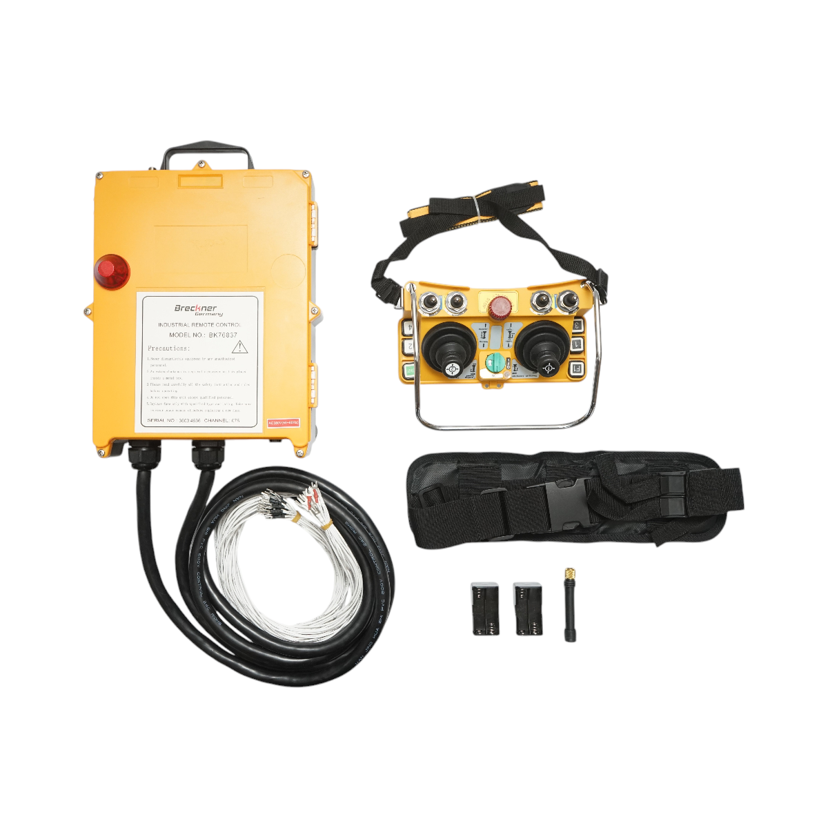 Telecomanda industriala wireless 380V AC cu joystick dublu si butoane IP65 Breckner Germany