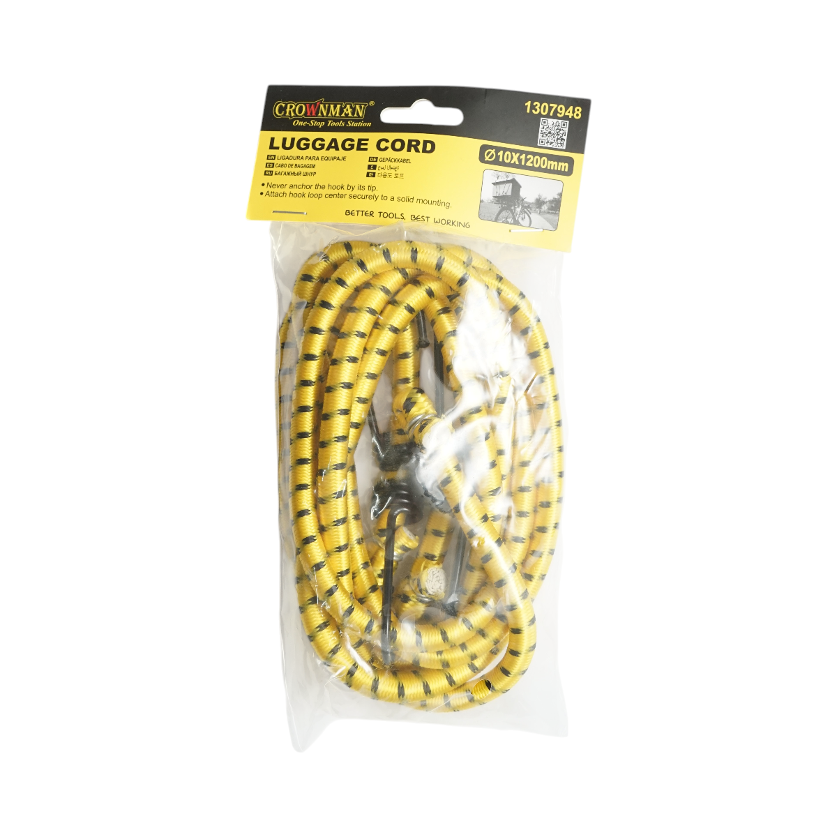 Set 2 corzi elastice cu carlige 10x1200mm pentru ancorare marfa Crownman - imagine 2