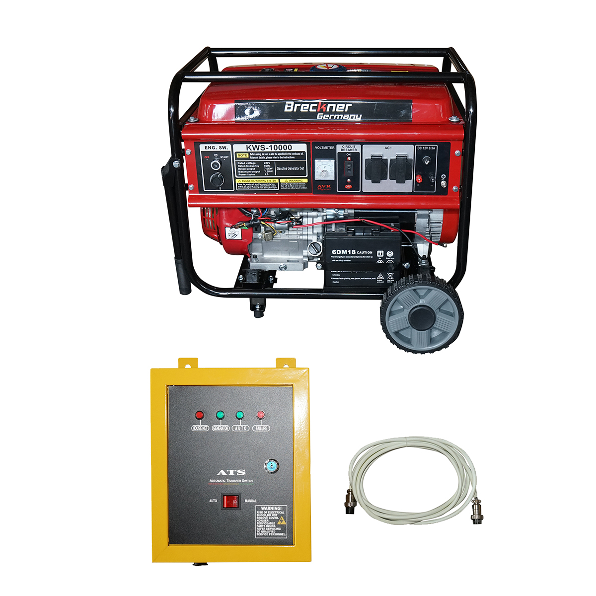 Generator electric cu ATS 7kW, 220V, motor pe benzina 18CP, pornire electrica/manuala Breckner Germany