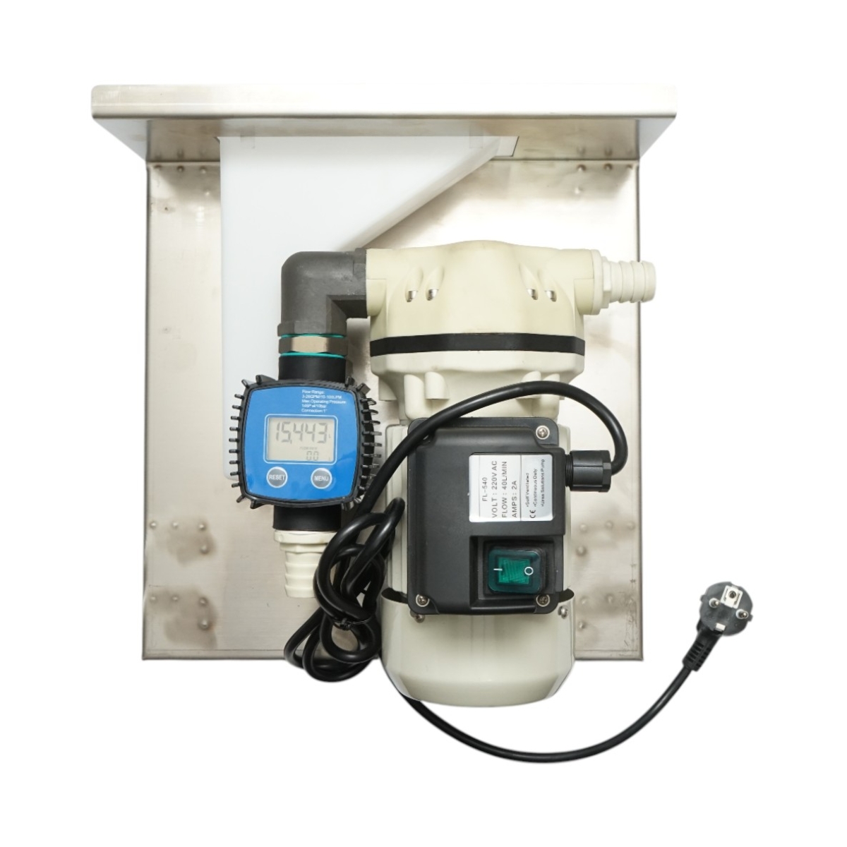 Kit pompa transfer solutie uree 220V, 400W, debit 40L/min, contor digital, furtun transfer 2m, alimentare 4m si pistol IP55 Breckner Germany - imagine 4