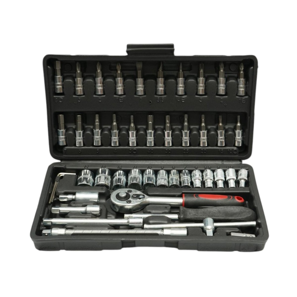 Trusa chei tubulare 4-14mm cu clichet, biti Torx, Hex, PH, PZ, SL 46 piese Breckner Germany