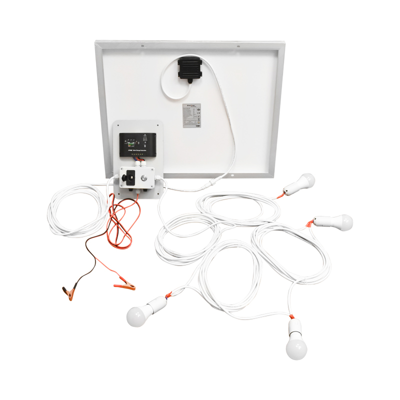 Set panou solar 50W fotovoltaic monocristalin 670x540x30mm 12-24V priza bricheta cu 4 becuri 9W Breckner Germany - imagine 5