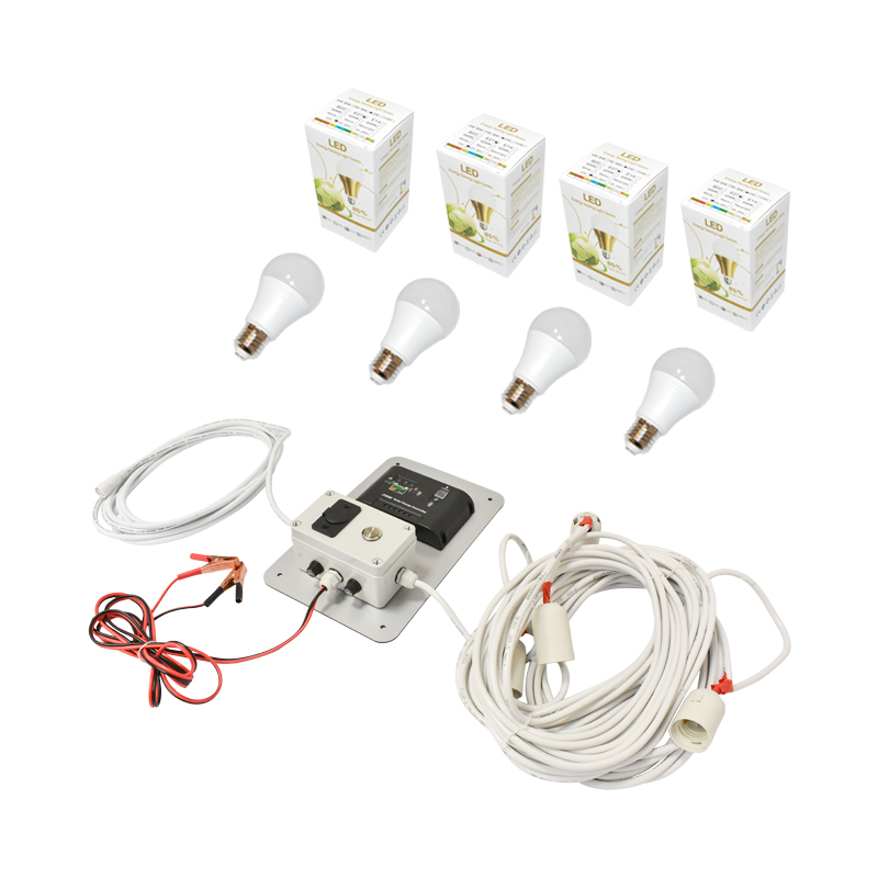 Set panou solar 50W fotovoltaic monocristalin 670x540x30mm 12-24V priza bricheta cu 4 becuri 9W Breckner Germany - imagine 6