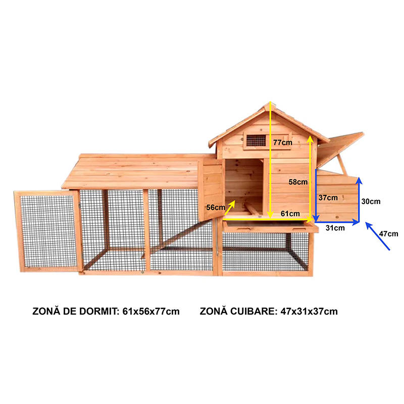 Cotet pentru pasari de curte, din lemn 2040x760x1160mm - imagine 3
