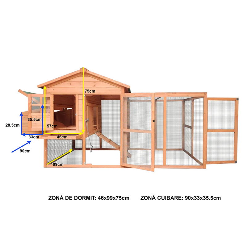 Cotet pentru pasari de curte din lemn 2330x950x1210mm - imagine 4