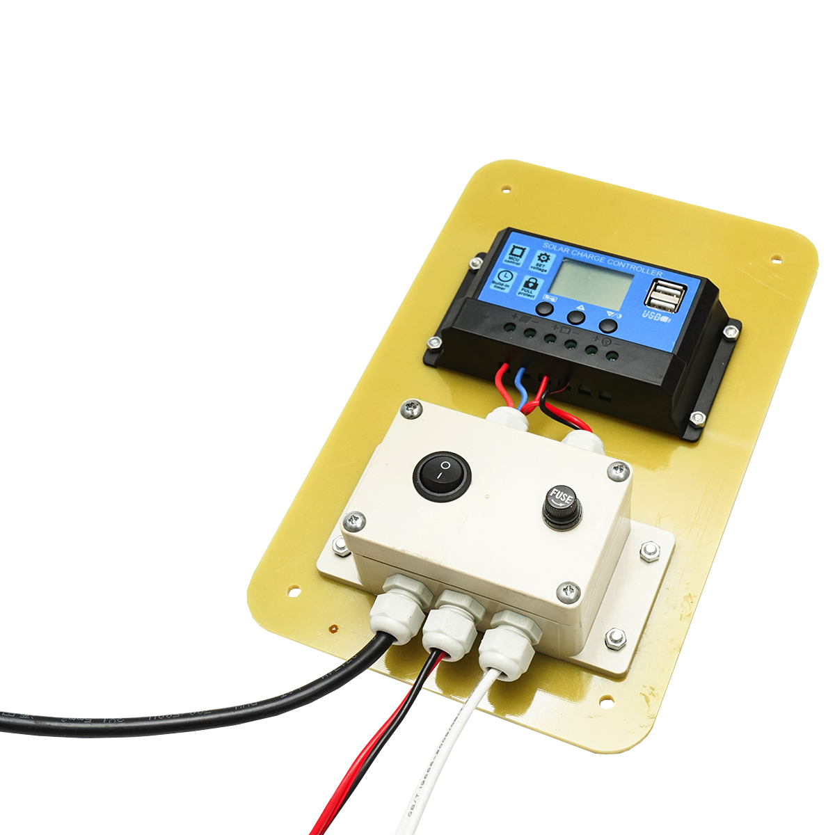 Set panou solar 50W fotovoltaic monocristalin 670x540x30mm 12-24V baterie 12/17Ah 4 becuri 9W Breckner Germany - imagine 5