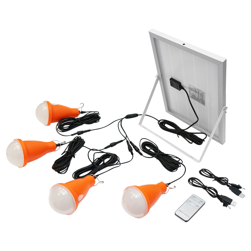 Sistem pentru iluminat cu becuri 4x16 LED-uri, panou solar 5V/10W si telecomanda Breckner Germany - imagine 2