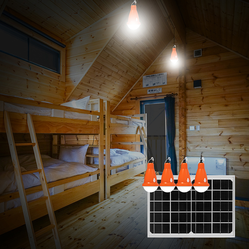 Sistem pentru iluminat cu becuri 4x16 LED-uri, panou solar 5V/10W si telecomanda Breckner Germany - imagine 3