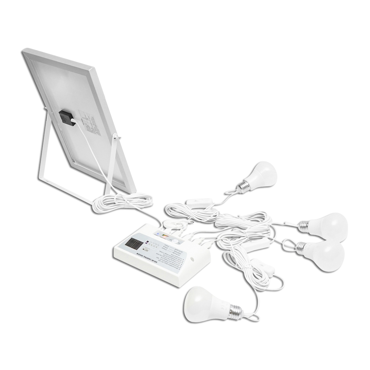 Sistem pentru iluminat cu 4 becuri LED, panou solar 9V/12W si 1xUSB incarcare telefon Breckner Germany - imagine 3