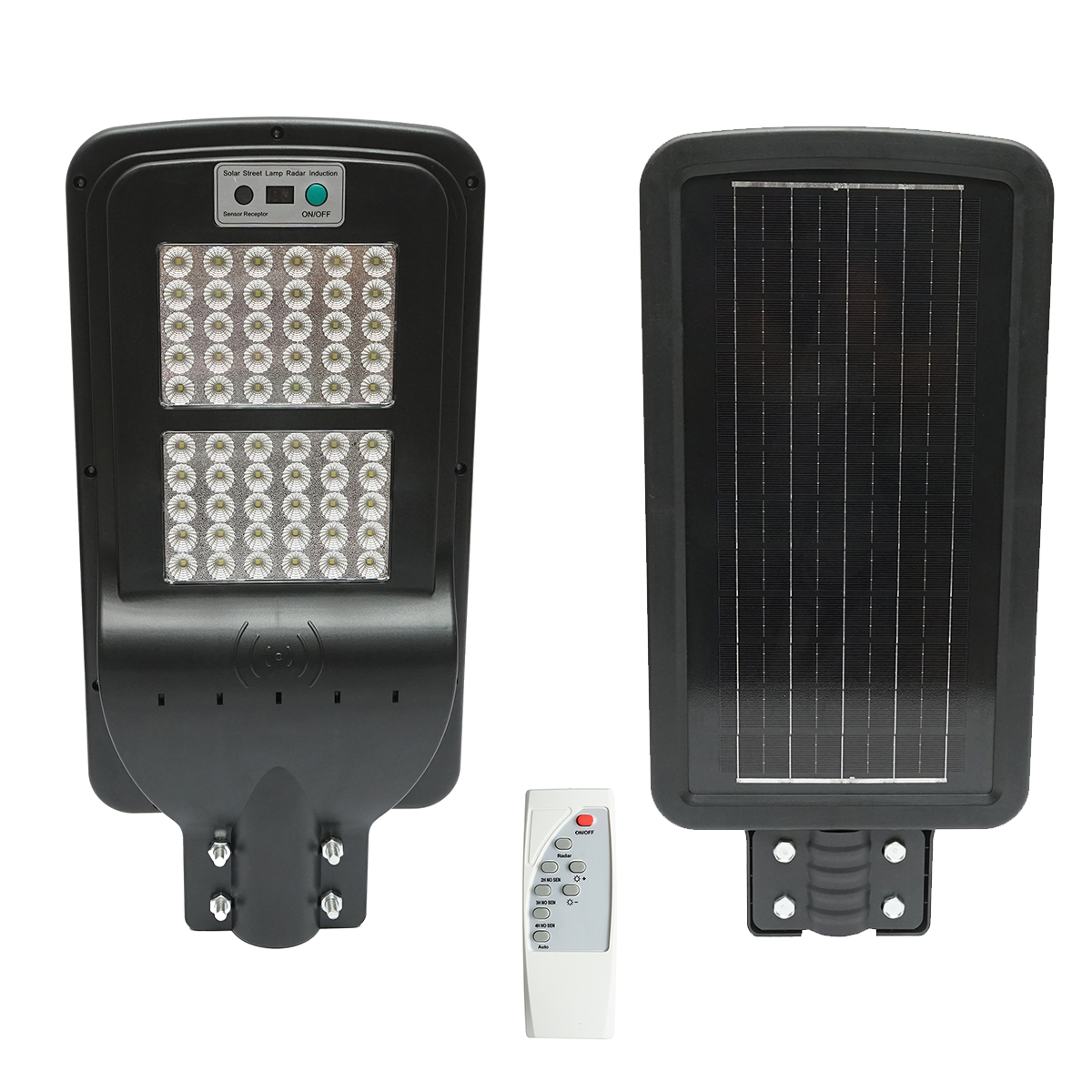 Lampa solara LED iluminat stradal 60W, 6500K cu panou solar, senzor de miscare si prindere pe stalp IP65 Breckner Germany