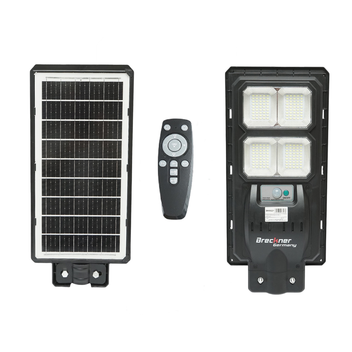 Lampa solara LED iluminat stradal 150W, 6500K cu panou solar, senzor de miscare si telecomanda IP65 Breckner Germany