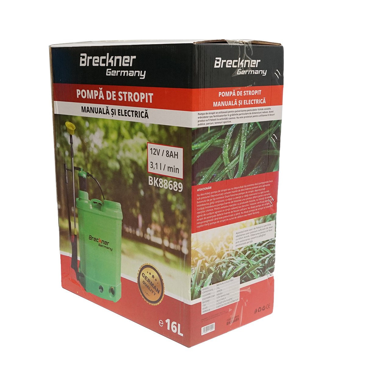 Pompa de stropit vermorel 2 in 1 manuala si electrica rezervor 16L baterie 12V 8Ah debit 3.1 l/min Breckner Germany - imagine 13