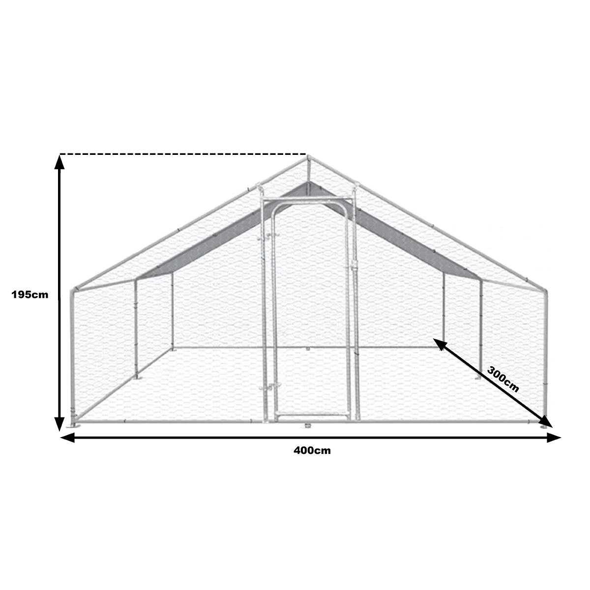 Cotet exterior din otel galvanizat pentru pasari 400x300x195cm - imagine 2