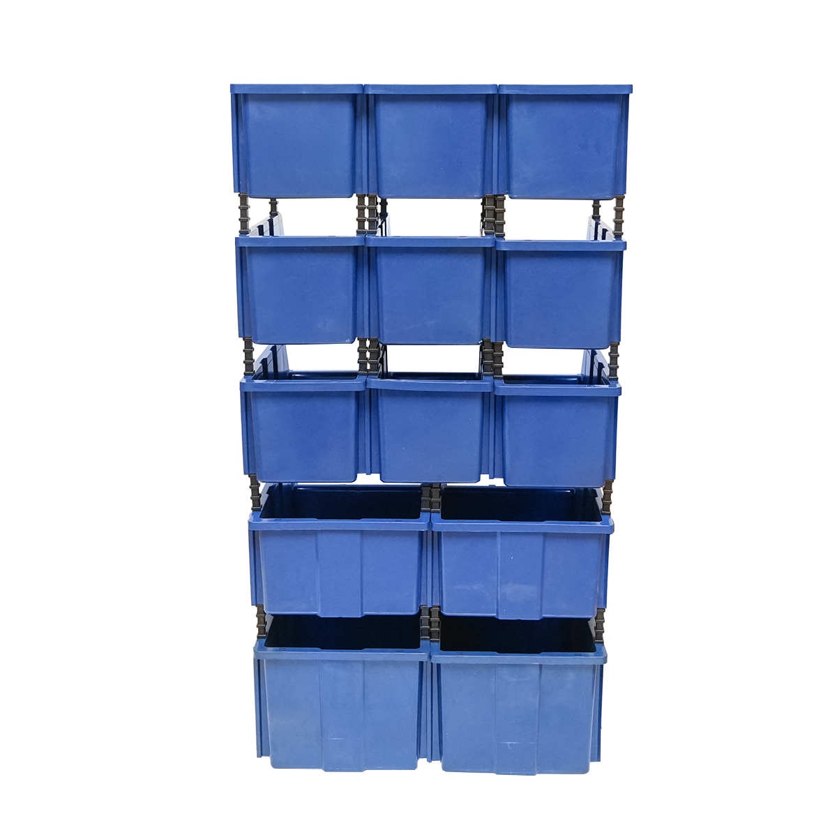 Stand cu 13 cutii pentru depozitare / organizare, cutie din plastic albastra, 510x400x1000mm - imagine 7
