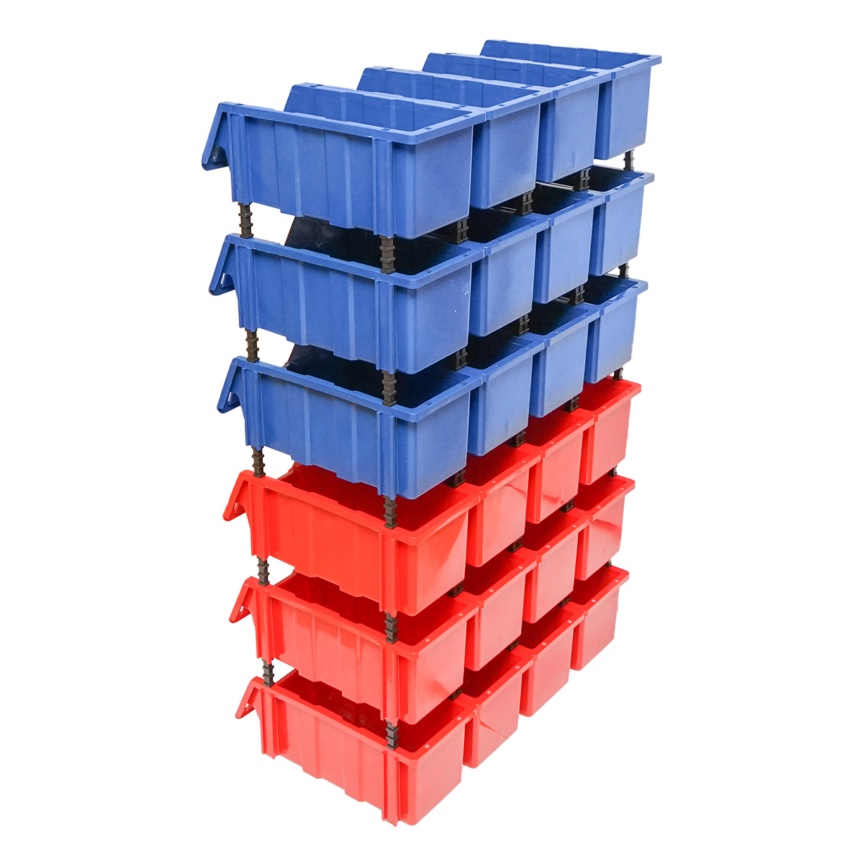 Stand cu 24 cutii pentru depozitare / organizare, cutie din plastic rosie, albastra,700x400x1150mm - imagine 4