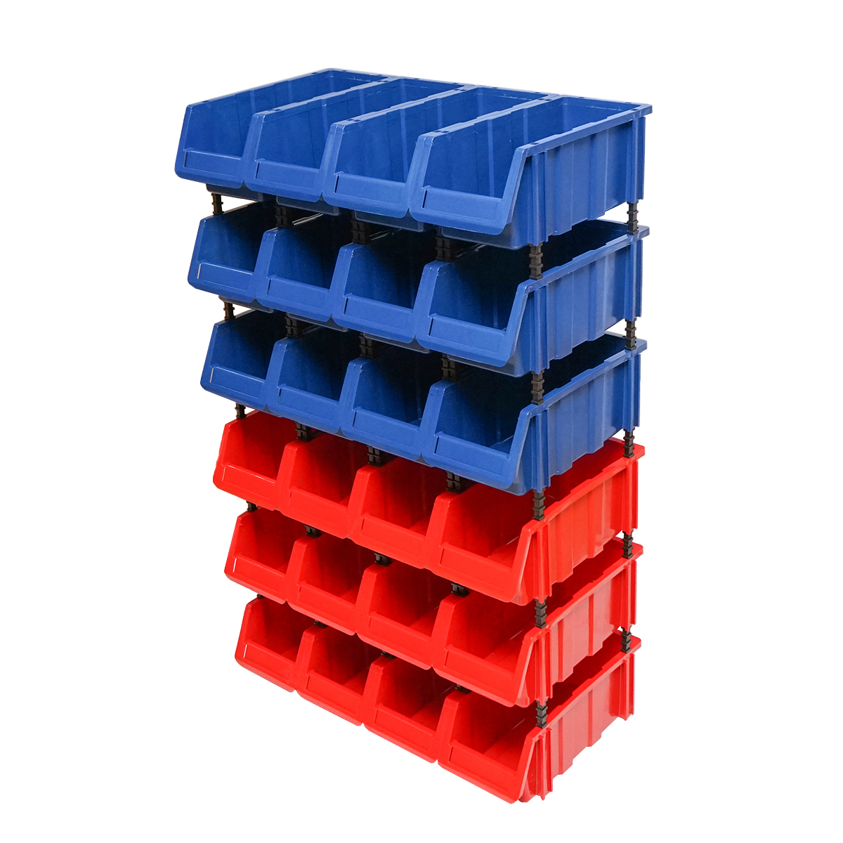 Stand cu 24 cutii pentru depozitare / organizare, cutie din plastic rosie, albastra,700x400x1150mm - imagine 3
