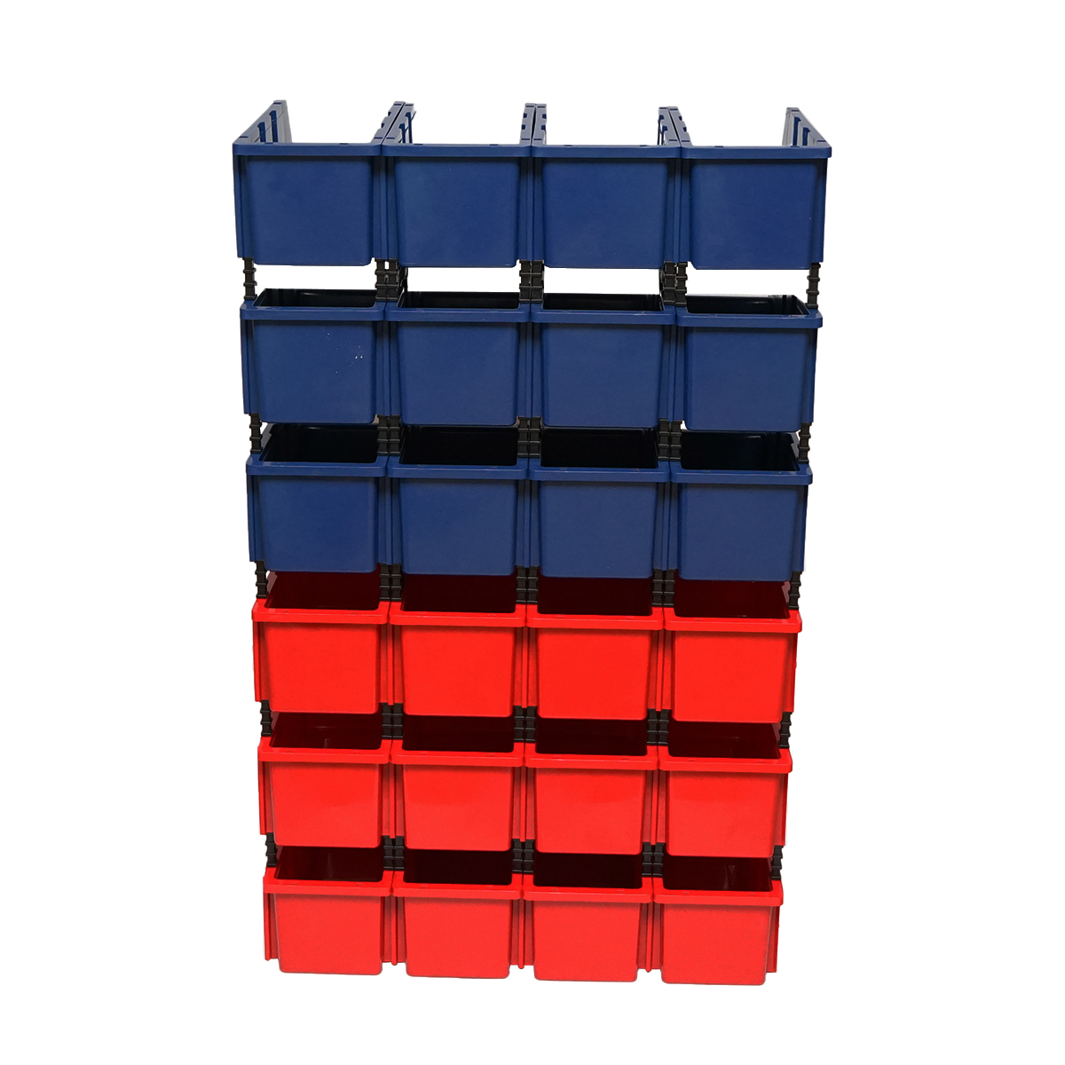Stand cu 24 cutii pentru depozitare / organizare, cutie din plastic rosie, albastra,700x400x1150mm - imagine 5